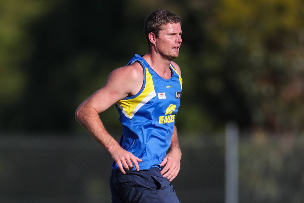 LANDED: Nathan Vardy played for AFL club West Coast in 2021. Now he's settling into the Hampden league as North Warrnambool Eagles' main recruit. Picture: Morgan Hancock 