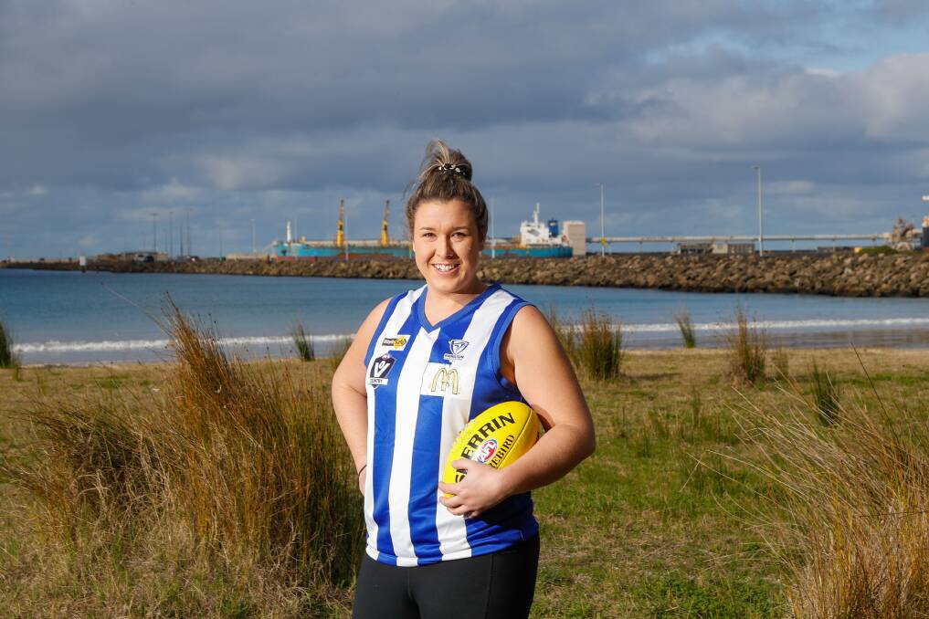 DEDICATED: Portland-based Emma Lynch, pictured at Nuns Beach, plays football for Hamilton Kangaroos in the Western Victoria Female Football League. Picture: Morgan Hancock 