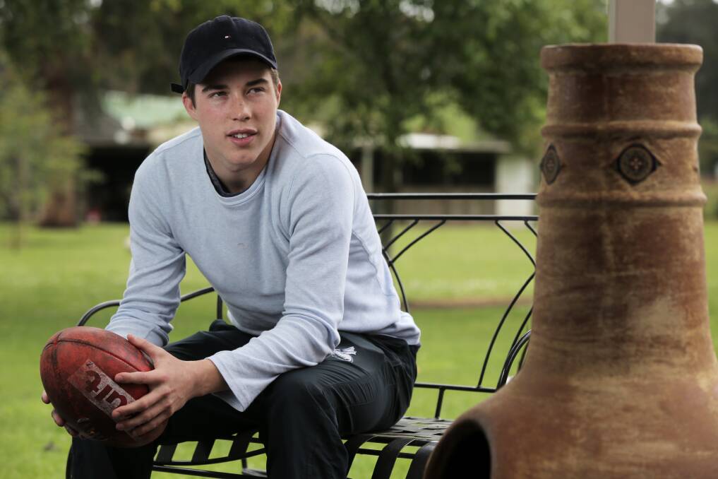 Cobden junior footballer Zach Merrett at home before he was drafted in 2013. File picture 