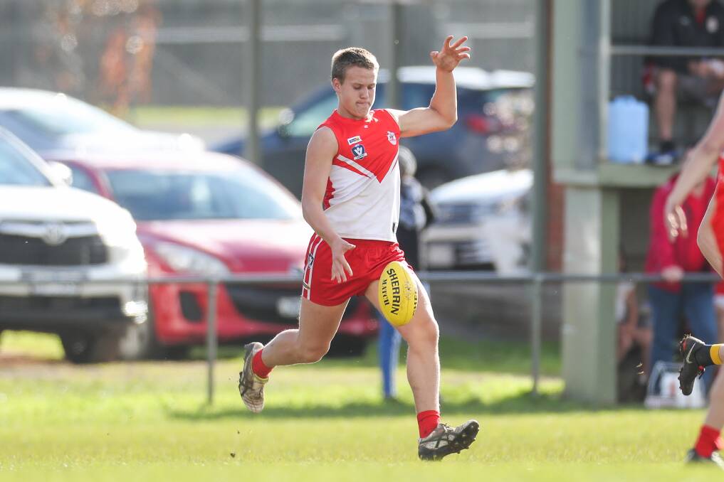 WORK TO DO: South Warrnambool footballer George Stevens, who made his senior debut at 15, is taking a positive approach to his ACL recovery. Picture: Morgan Hancock 