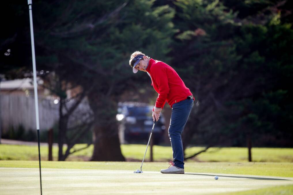 SECOND HOME: Alison Sinclair tests her putting skills at Warrnambool on Wednesday. Picture: Anthony Brady