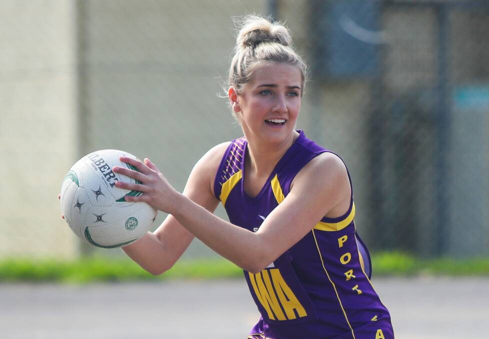 TWO FROM TWO: Port Fairy's Olivia Cautley in action against Portland on Saturday. The Seagulls have won their first two matches. Picture: Morgan Hancock 