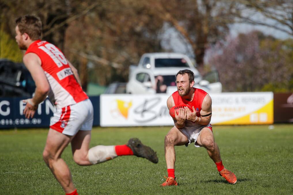 DOMINANT: Josh Saunders plays a key role in South Warrnambool's midfield. Picture: Anthony Brady 