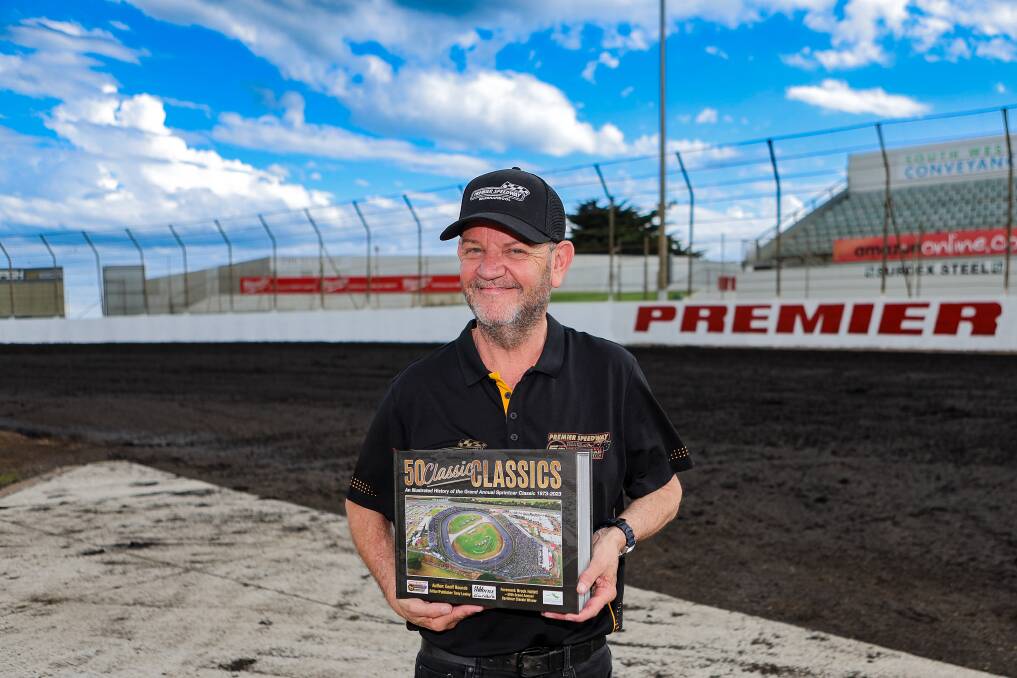 Premier Speedway committee member Geoff Rounds has helped produce a book on the Grand Annual Sprintcar Classic. Picture by Anthony Brady 