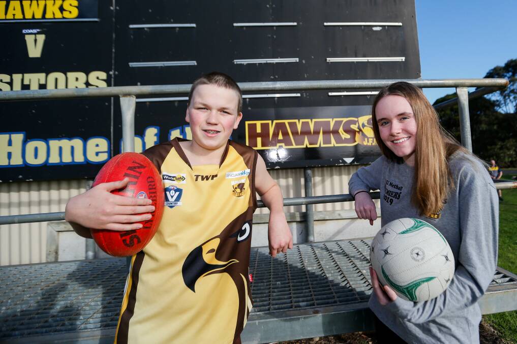 HOME BASE: Hawks, including players Kelby Fleming, 13, and Emma McLaren, 15, will call Deakin University home from this year. Picture: Anthony Brady