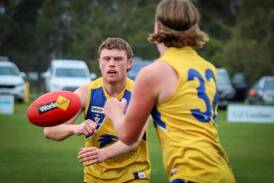 Harley Cobb kicked a goal for North Warrnambool Eagles. Picture by Justine McCullagh-Beasy 