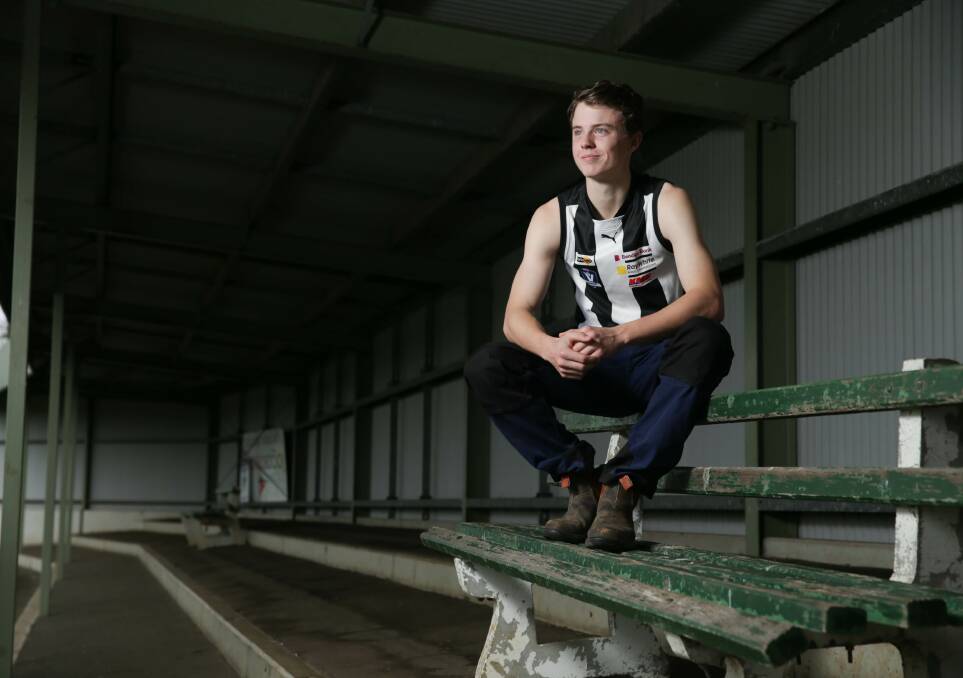CATCH ME IF YOU CAN: Camperdown footballer Harry Sumner made his senior debut earlier this season. He is considered a speedster. Picture: Chris Doheny