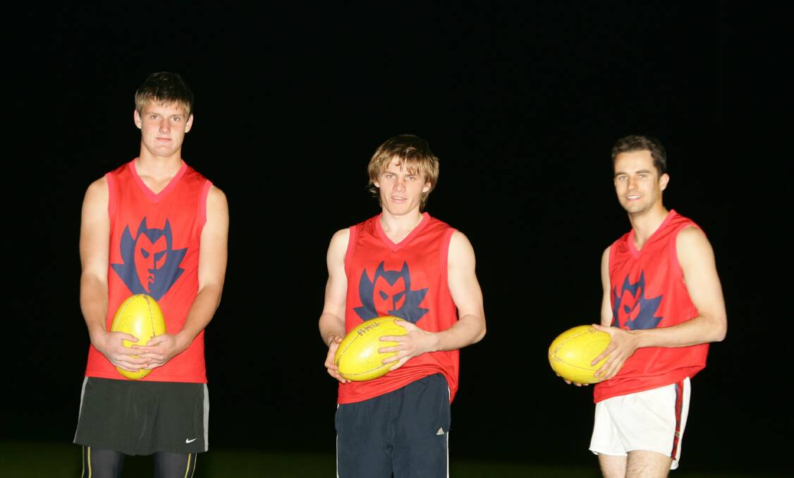 FLASHBACK: A young Luke Thompson with Andrew Hargreaves and Jonathon Harris at Timboon Demons' training in 2007. 