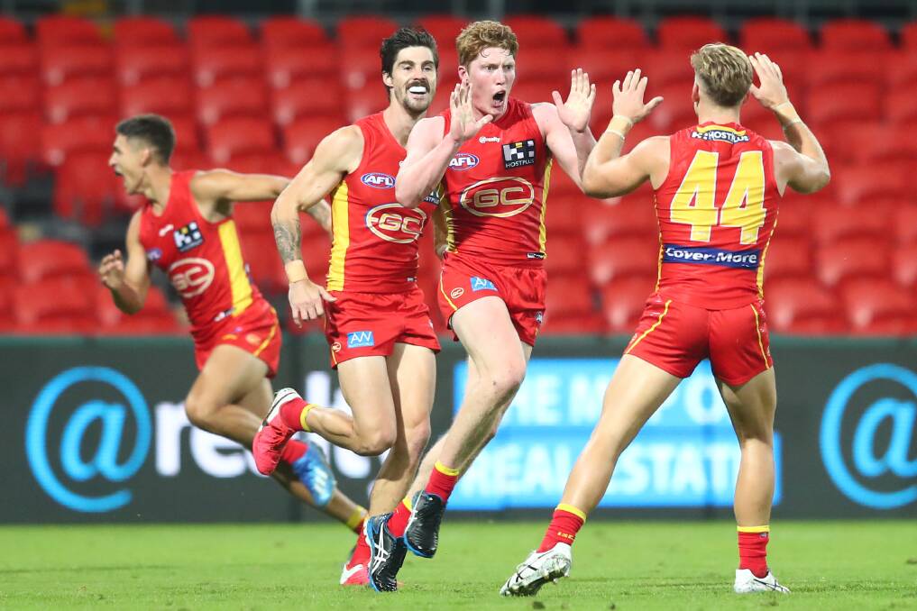 RISING SUNS: Gold Coast midfielder Matt Rowell lived up to his status as the number one draft pick in the Suns' shock win against West Coast. Picture: Getty Images