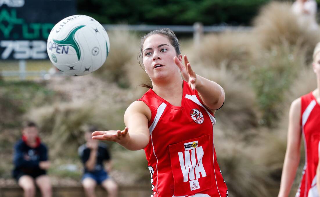 HAVING A BLAST: Isabella Rea loves playing netball for South Warrnambool. Picture: Anthony Brady 