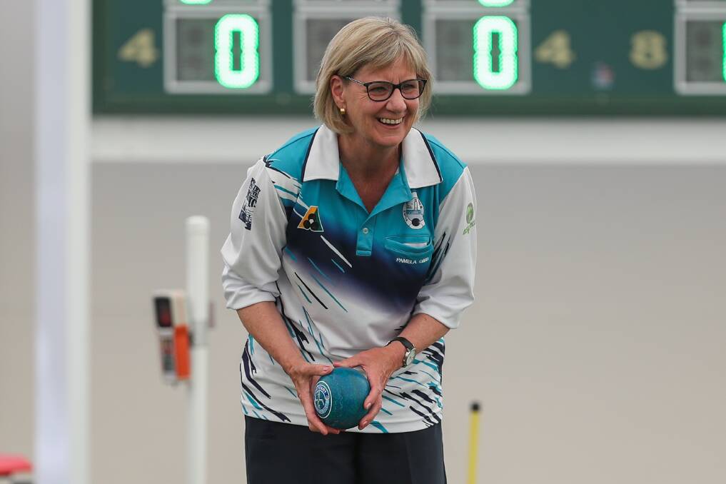 HAPPY PLACE: Port Fairy's Pam Gibb hopes to be smiling on the bowls greens soon. Picture: Morgan Hancock 