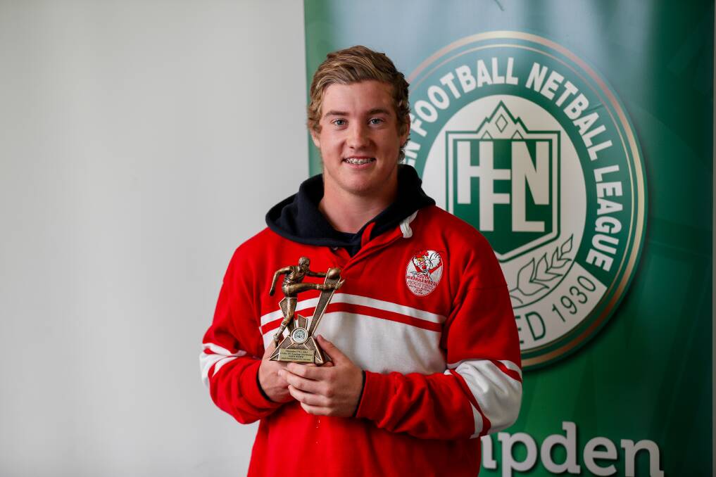 RULING THE ROOST: South Warrnambool footballer Eben White kicked 50 goals for the Roosters in 2021. It earned him the Hampden league under 16 goal-kicking title. Pictures: Morgan Hancock 