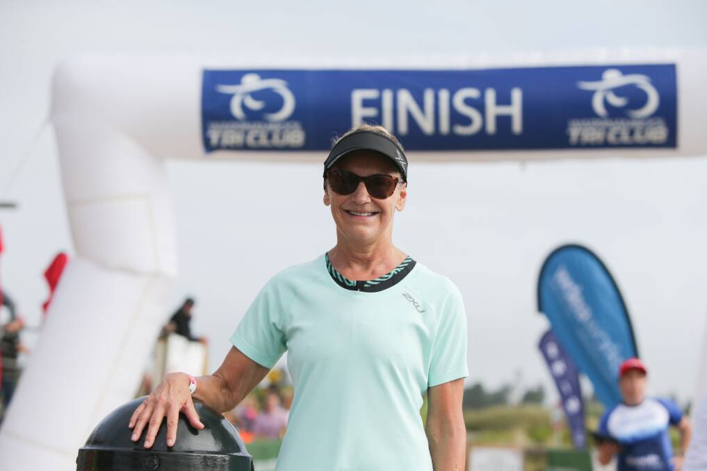 INSPIRATION: Warrnambool's Jenny Dowie, 62, was the first female home in the Warrnambool foreshore triathlon. Picture: Chris Doheny 