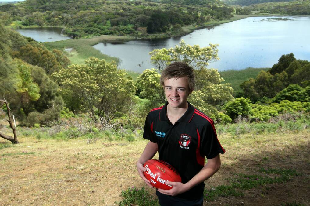ON HIS DOORSTEP: Marty Gleeson at Tower Hill, near his parent's dairy farm, before the 2012 AFL national draft. 