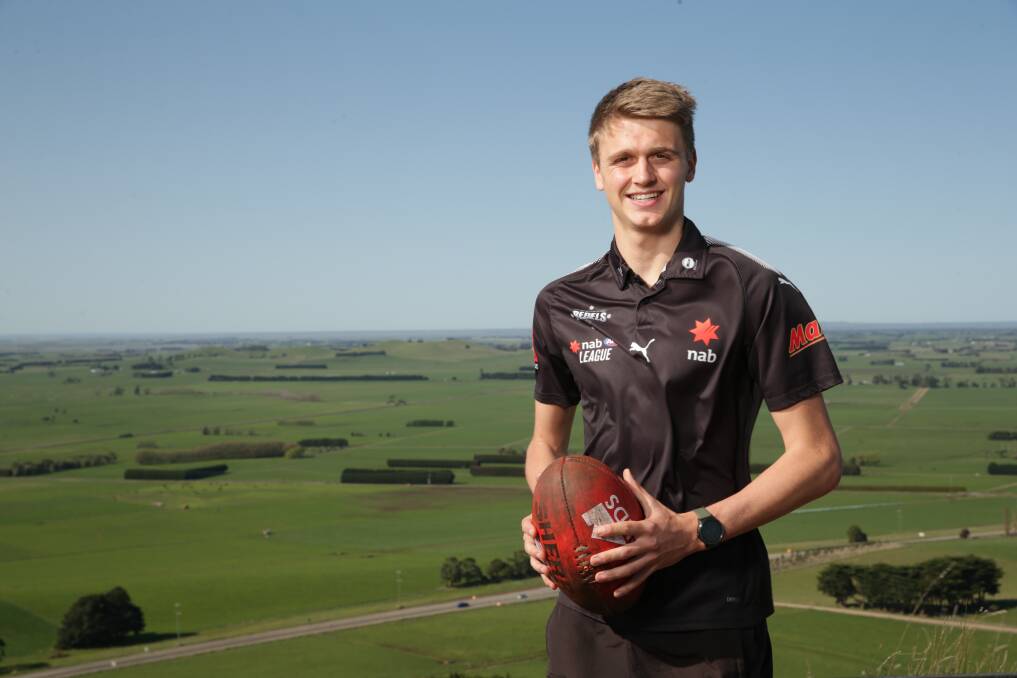 MAGPIE'S VIEW: Camperdown footballer Hamish Sinnott atop Mount Leura in his home town. Picture: Chris Doheny 
