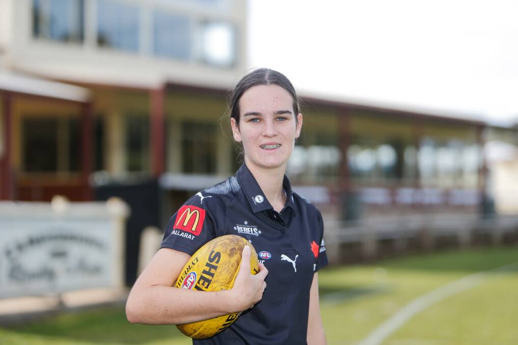 NERVOUS ENERGY: Rosie Pickles lives in Camperdown and plays football for South Warrnambool's under 18 girls side. Picture: Anthony Brady