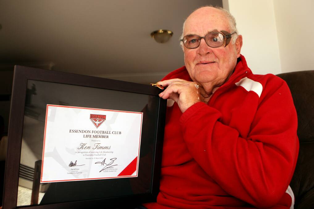 Ken Timms won a premiership with Essendon in the 1960s and was later awarded life membership. File picture 