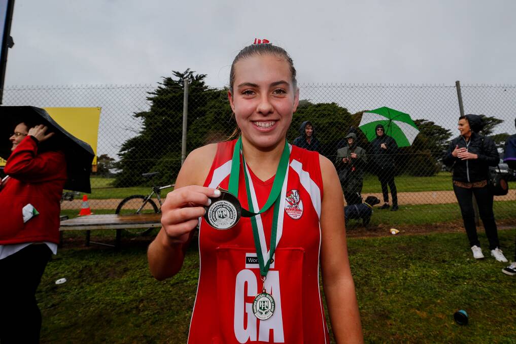 RISING STAR: Meg Kelson played in South Warrnambool's 2019 17 and under netball premiership. Picture: Anthony Brady 