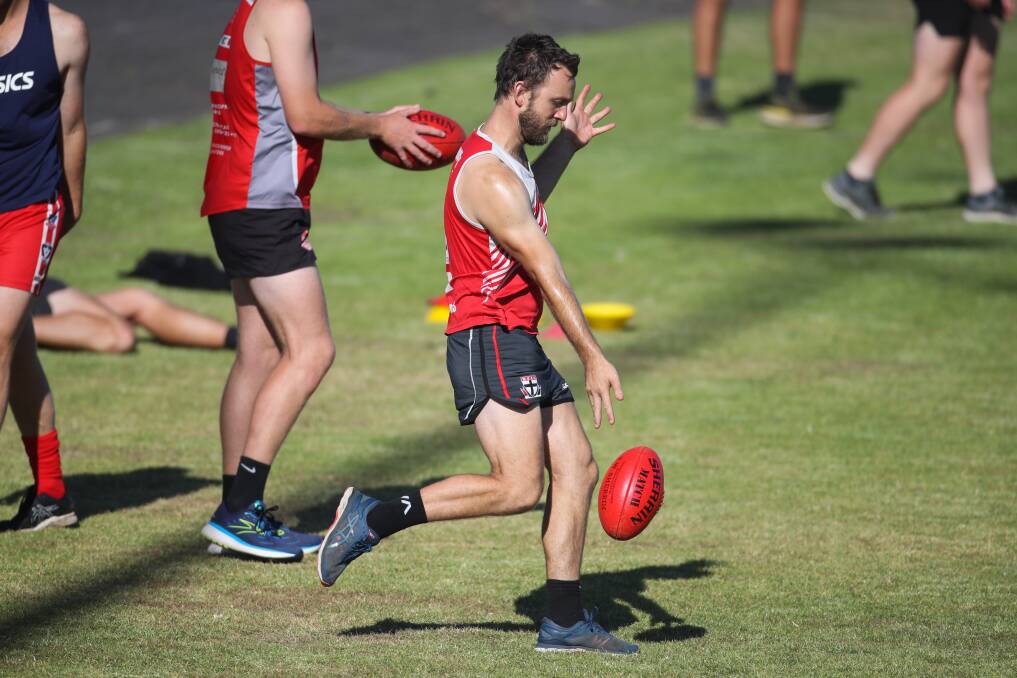 PLAYMAKER: Josh Saunders putting in hard work on the training track for South Warrnambool. Picture: Morgan Hancock 