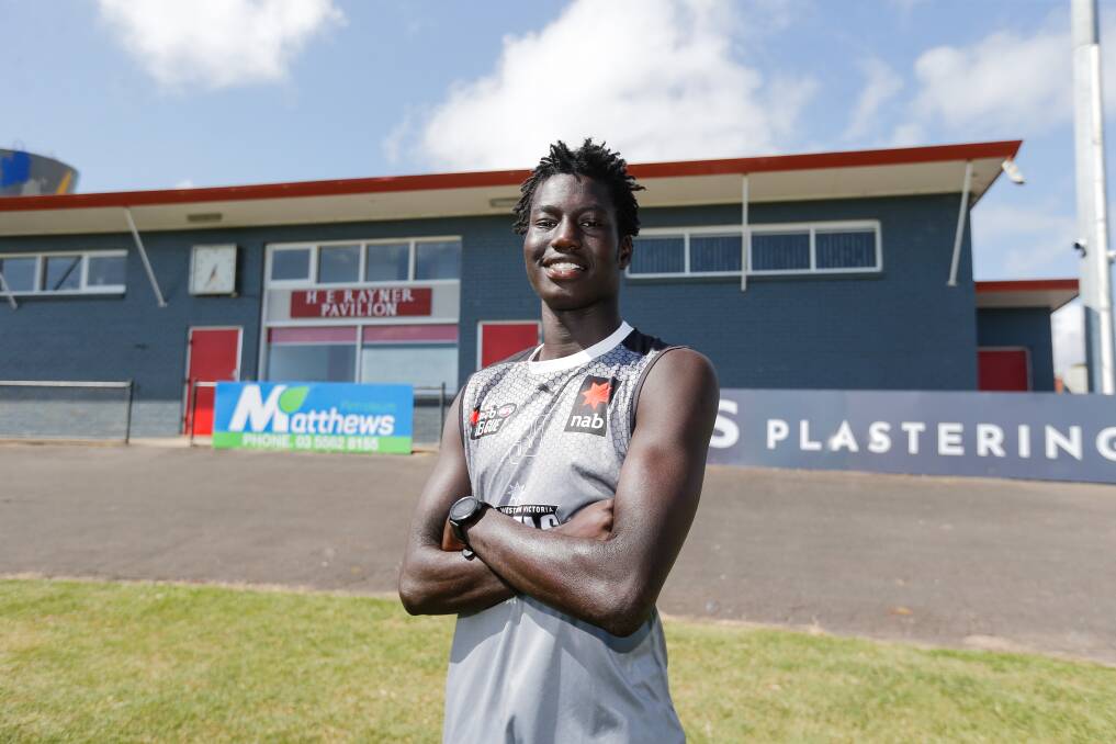 Luamon Lual, pictured at Friendly Societies' Park in 2022, came up through the ranks at South Warrnambool Football Netball Club. Picture by Anthony Brady 