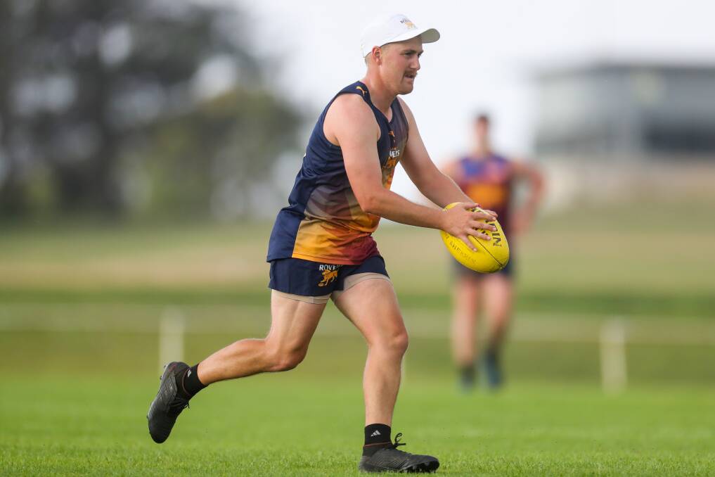 SKILL SESSIONS: South Rovers recruit Kurt Lenehan at Walter Oval earlier this year before COVID-19 stopped training in its tracks. Kick to kick will be allowed under strict training protocols when footy training returns next week. Picture: Morgan Hancock 