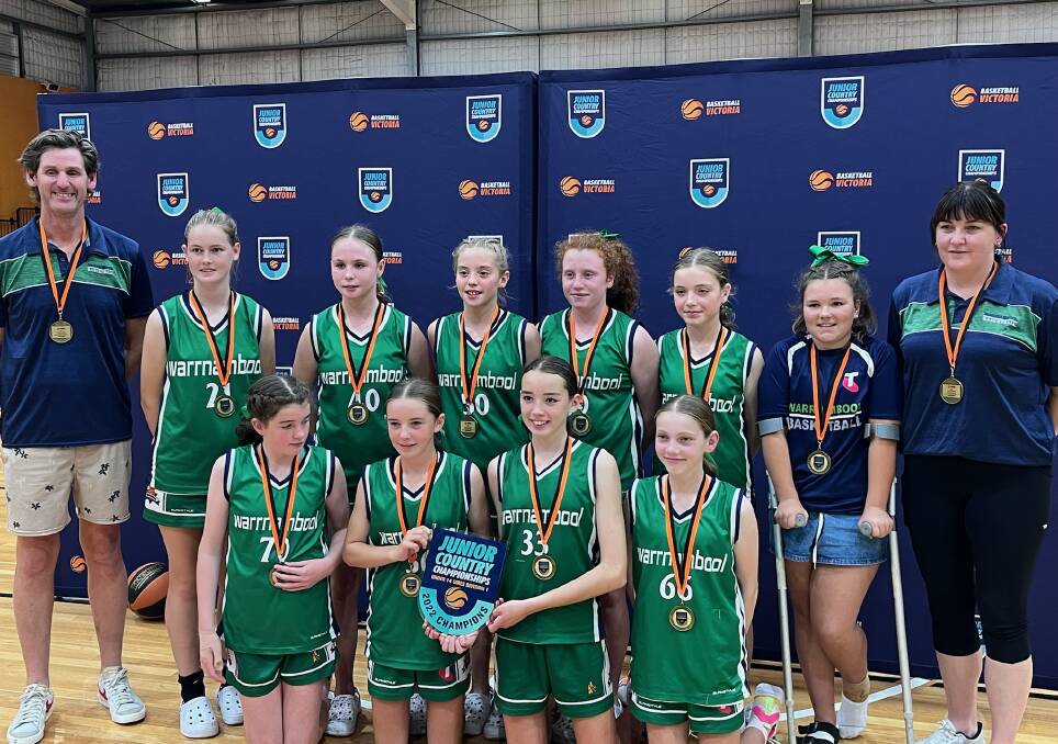 MERMAIDS' MOMENT: Warrnambool won the under 14 girls' division one grand final at the Basketball Victoria country championships. 