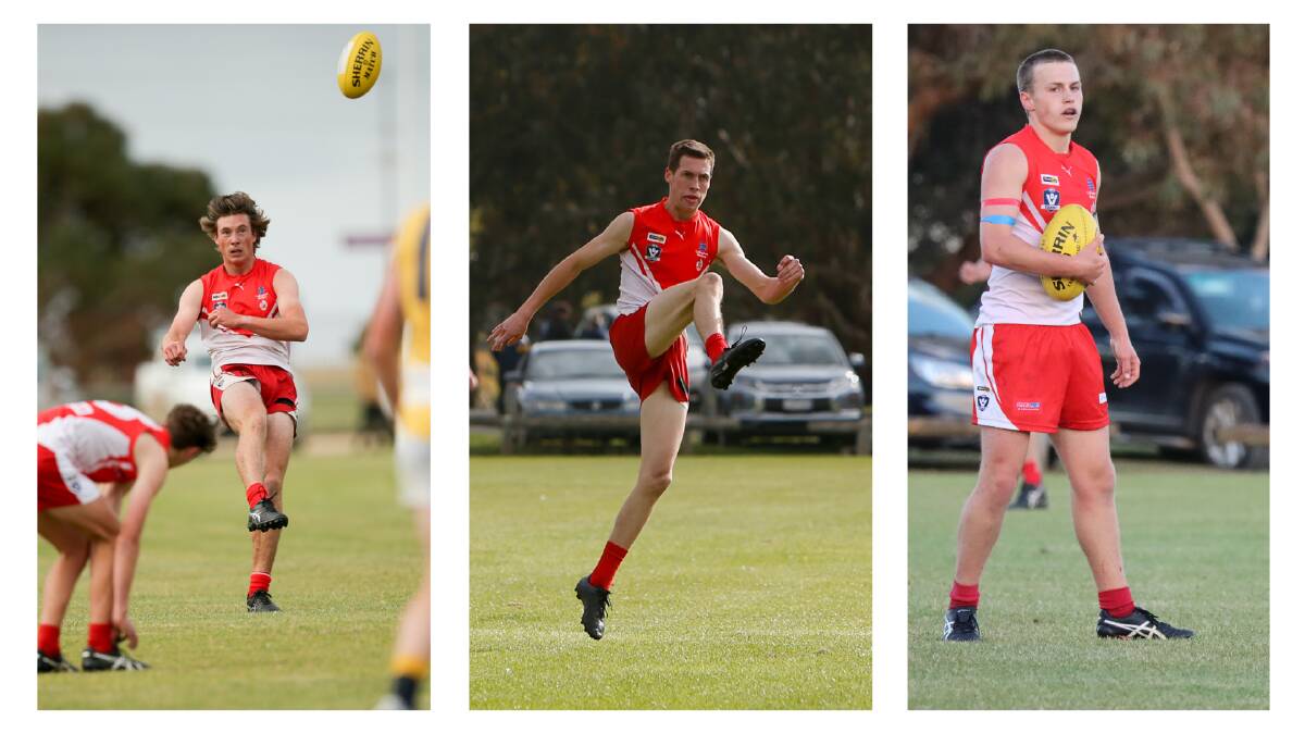 NEXT STEP: Ollie Bridgewater, Jaidyn Hawkins and Archie Stevens are part of South Warrnambool's emerging crop of footballers. Pictures: Chris Doheny, Emma Stapleton, Justine McCullagh-Beasy 