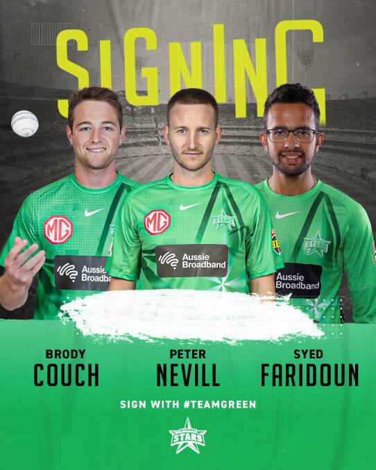 GREEN TEAM: Nirranda's Brody Couch (left) will play in the Big Bash League this summer. Picture: Melbourne Stars
