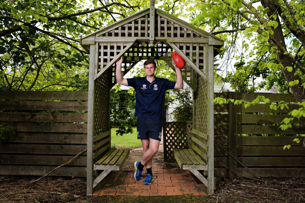 HOME SWEET HOME: Sean Darcy at his family's South Purrumbete home in 2016, weeks before he was drafted to Fremantle. 