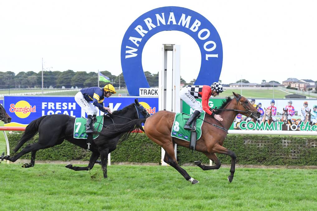 SUCCESS: Too Close the Sun, ridden by Declan Bates, wins the Warrnambool Cup in May. Picture: Pat Scala/Racing Photos