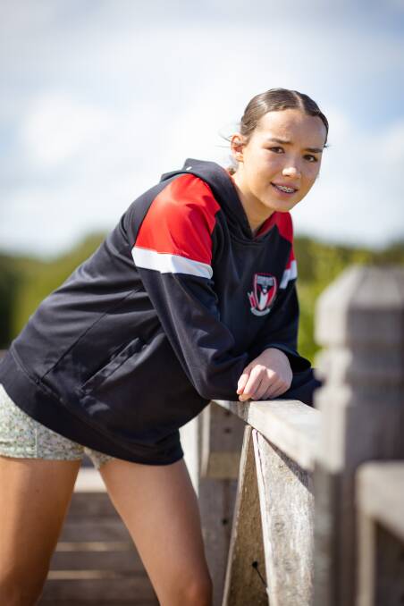 Koroit's Indi O'Connor, pictured at Warrnambool beach, is excited for two Hampden netball grand finals. Picture by Sean McKenna 