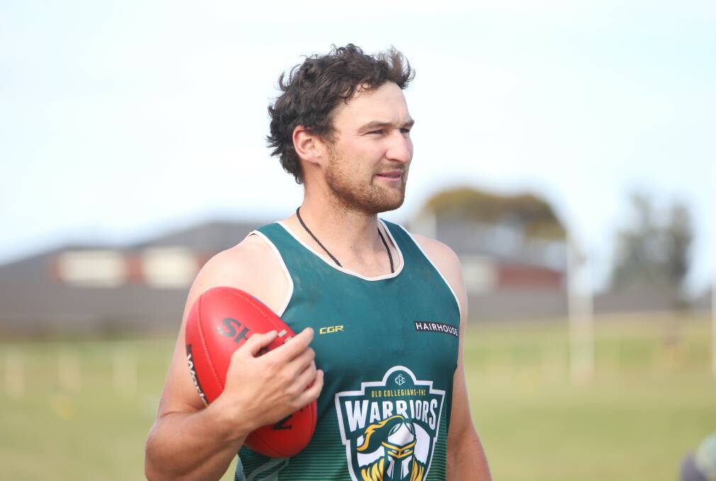 Joe McKinnon at Old Collegians' training in December 2023. He has joined the Warriors as a co-coach for the 2024 season. Picture by Anthony Brady 