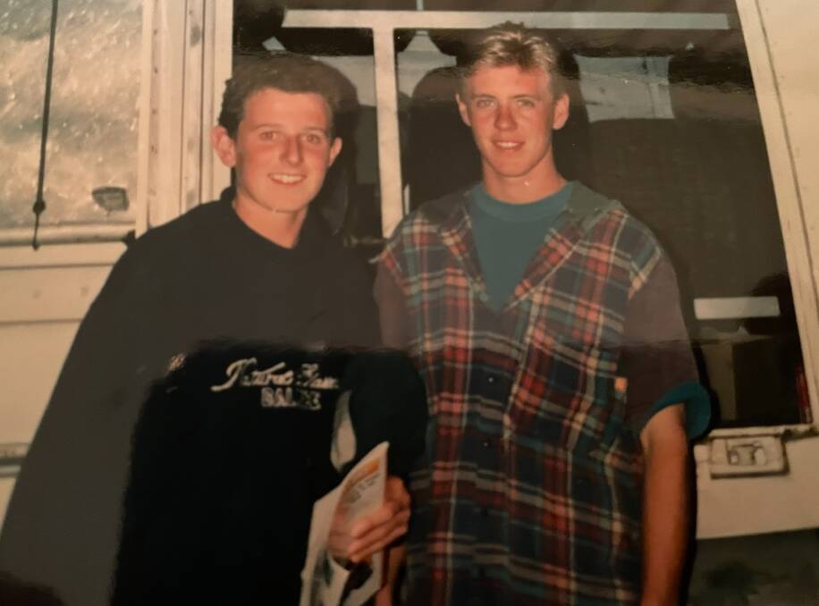 A young Tim Hodges with speedway icon Garry Brazier in the early 1990s. Brazier won the 1993 classic.