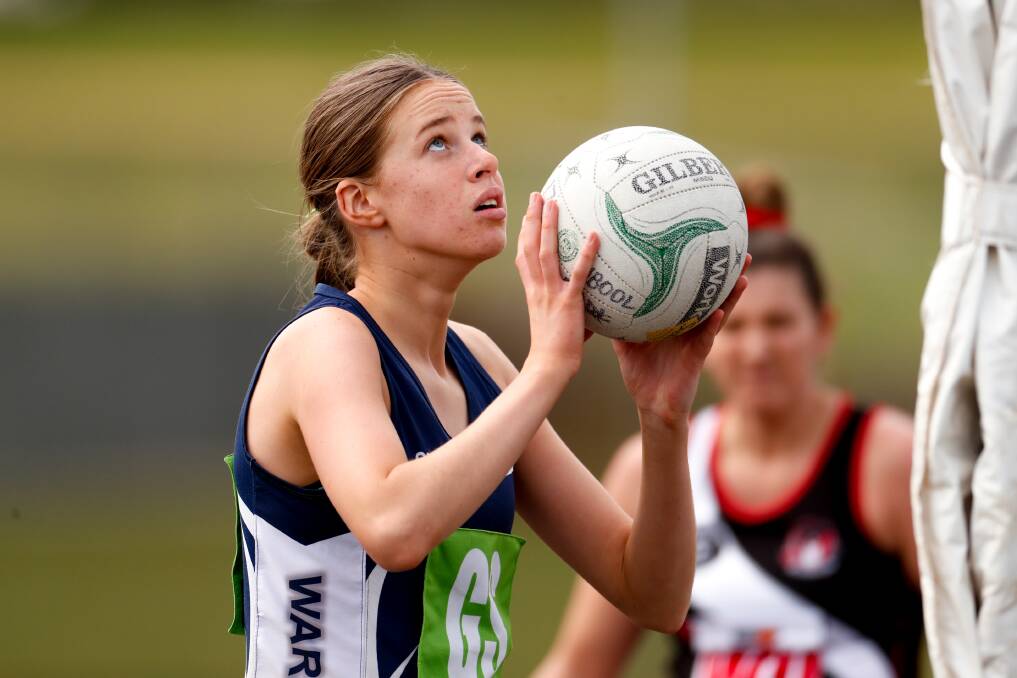 Teenager Eva Ryan is playing goal shooter for Warrnambool. Picture by Chris Doheny 