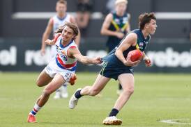 Koroit's Finn O'Sullivan in action for the AFL Academy against VFL side Footscray. Picture by Getty Images 