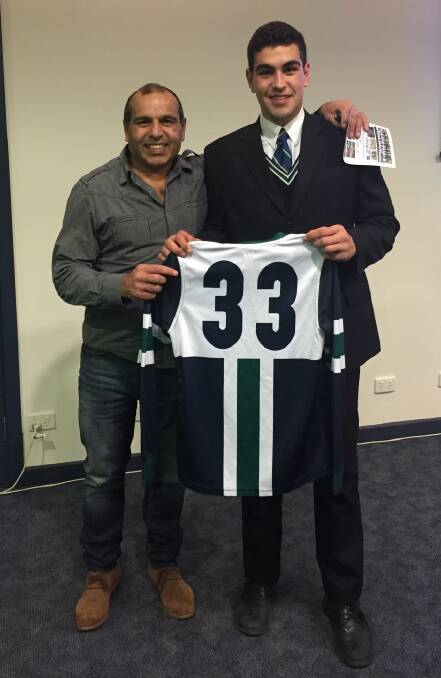 Joey Chatfield with son Josh at his St Patrick's College presentation. Picture supplied 