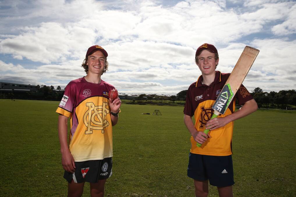 STEPPING UP: Teenagers Will White, 16, and Wil Hinkley, 17, are among Nestles' budding division one cricketers. Picture: Mark Witte 