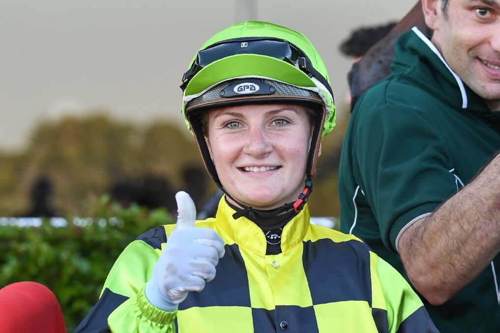 READY TO GO: Jamie Kah hopes she's celebrating at the Warrnambool May Racing Carnival next week. Picture: Racing Photos 
