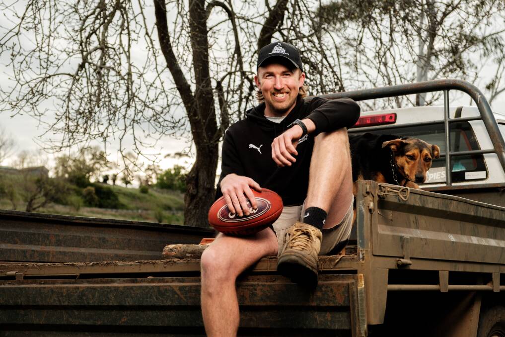 Camperdown footballer Brendan Richardson, pictured at home near Cobden, spent 12 months on the sidelines with a heart complaint. Picture by Chris Doheny 