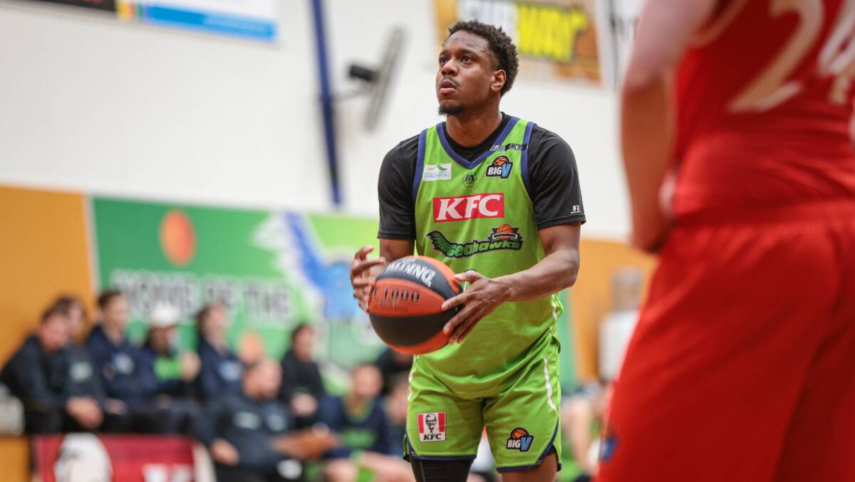 Warrnambool Seahawks' Jamal Pollydore is averaging more than 27 points a game. Picture by Sean McKenna 