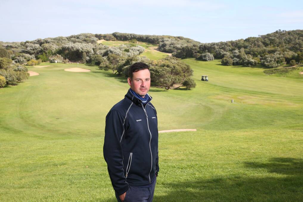 NEW OFFICE: Brenton Clarke is excited to join Warrnambool Golf Club as superintendent. Picture: Mark Witte 