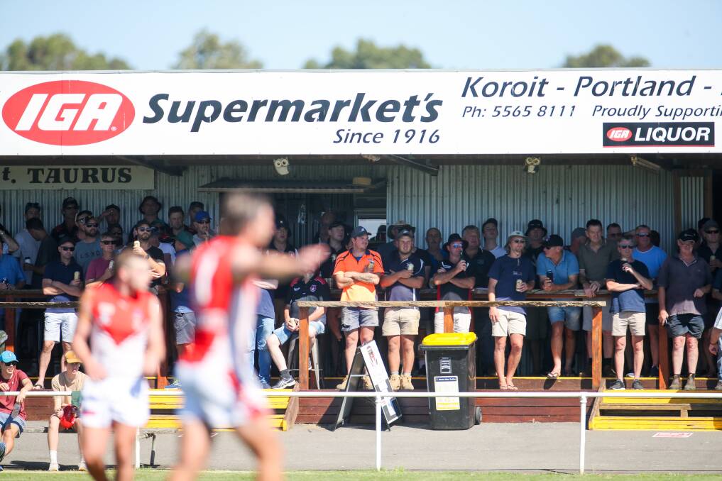 WAITING GAME: Fans, such as those pictured at Koroit's Victoria Park on Good Friday, can't attend games this weekend. Picture: Morgan Hancock 