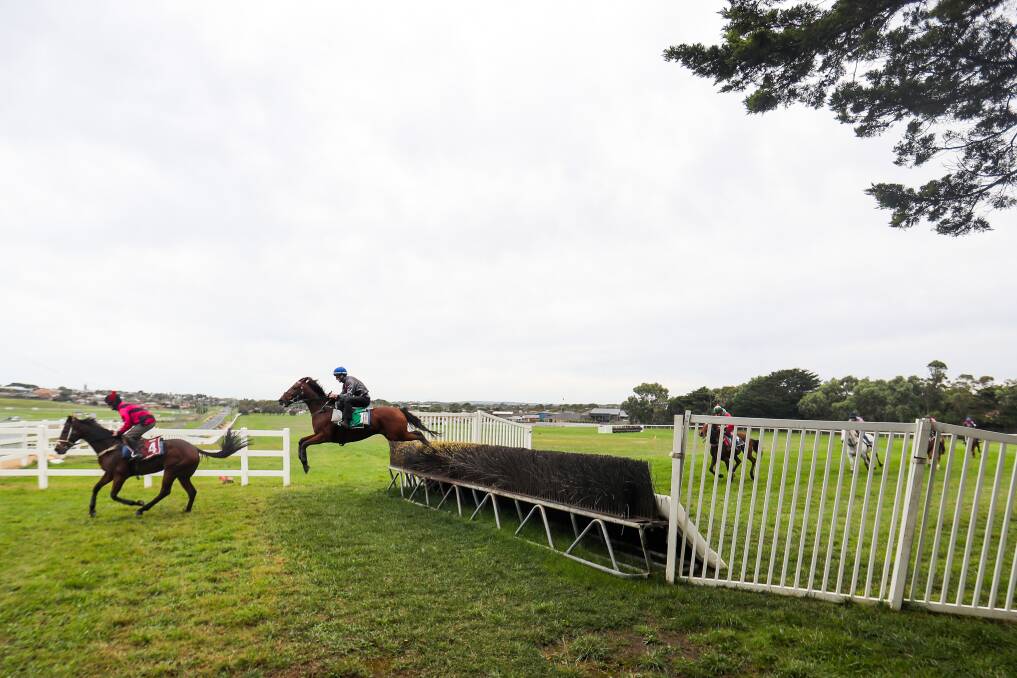 PRACTICE MAKES PERFECT: Horses trial at Warrnambool on Tuesday. Picture: Morgan Hancock 