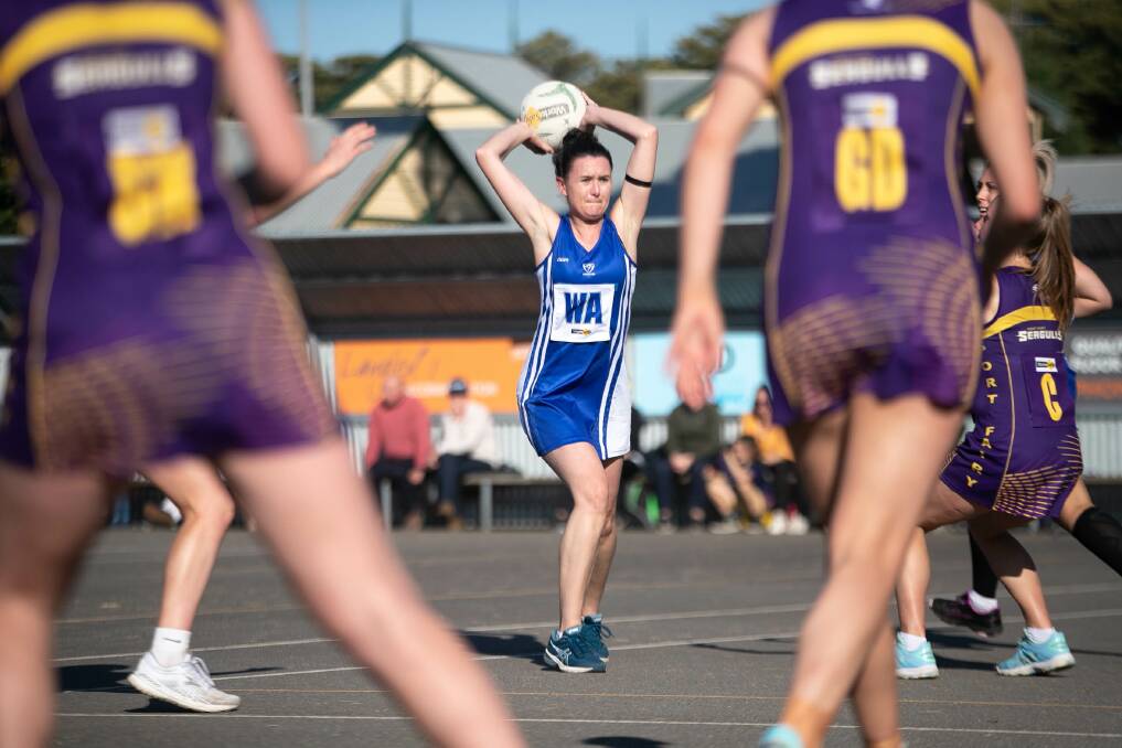 GAME DAY: Hamilton Kangaroos' Hayley Sherlock in action against Port Fairy in Hampden open grade netball. Picture: Chris Doheny
