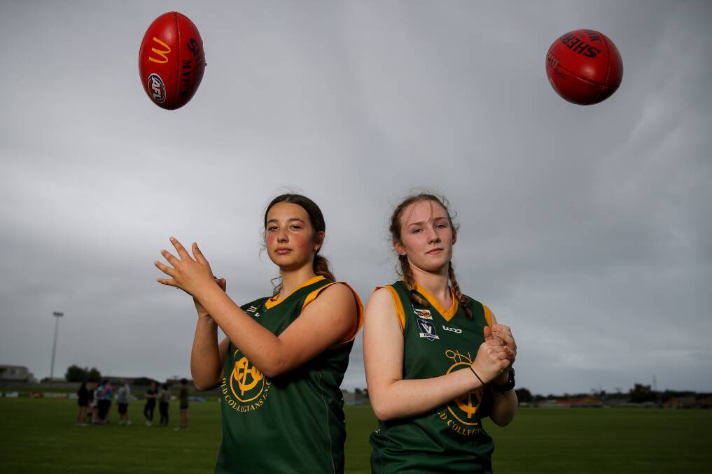 HELP US PLAY: Tayla Yildirim and Sharli Stephan-OKeeffe want to add more teammates so Old Collegians can field an under 18 girls' team in 2022. Picture: Morgan Hancock