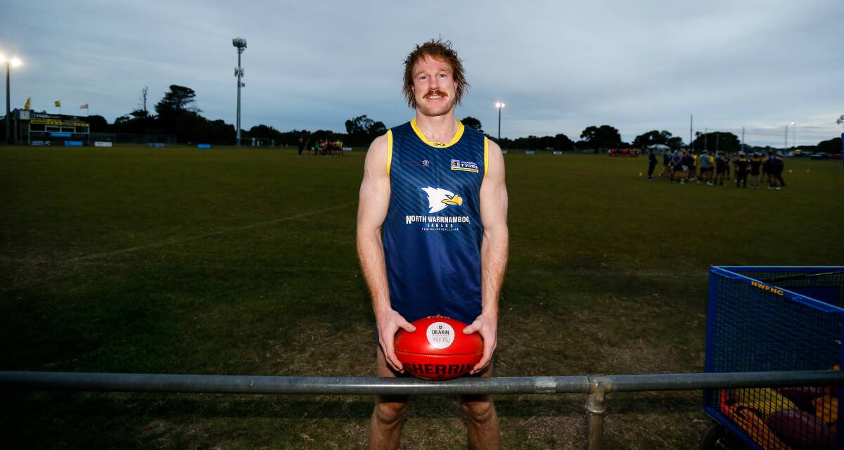 MILESTONE: Adam Wines will play his 200th game for North Warrnambool Eagles on Saturday. Picture: Anthony Brady 