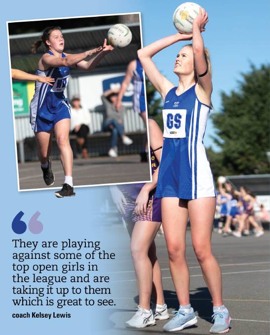 TALENTED DUO: Hamilton Kangaroos are pleased with the development of teenage netballers Jedah Huf (inset) and Hollie Phillips (main) in season 2021. Pictures: Chris Doheny 