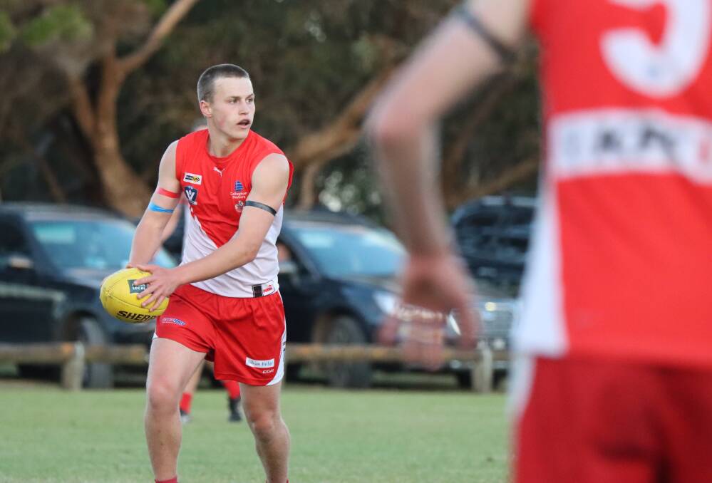 BUSY: Archie Stevens was effective across the ground for South Warrnambool. Picture: Justine McCullagh-Beasy 