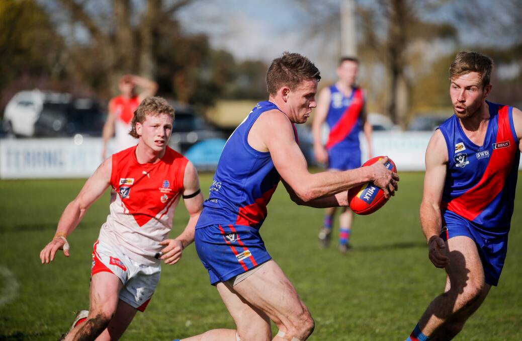 LEADER: Experienced footballer Jarryd Hay was Terang Mortlake's best against South Warrnambool on Saturday. The Bloods fell just short of defeating the second-placed side. Picture: Anthony Brady 