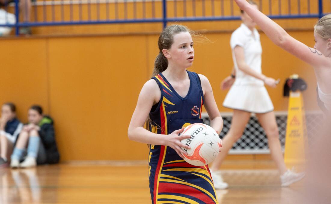 Stella Smith playing for Warrnambool and District's under 15s reserve team against Ballarat at the Western Region Association Championships. Picture by Anthony Brady 